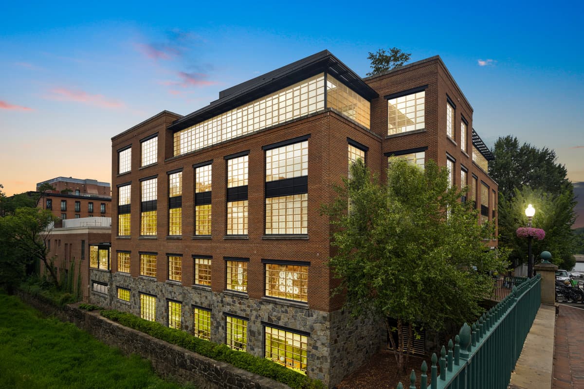 DC brick building at twilight — professional real estate photography